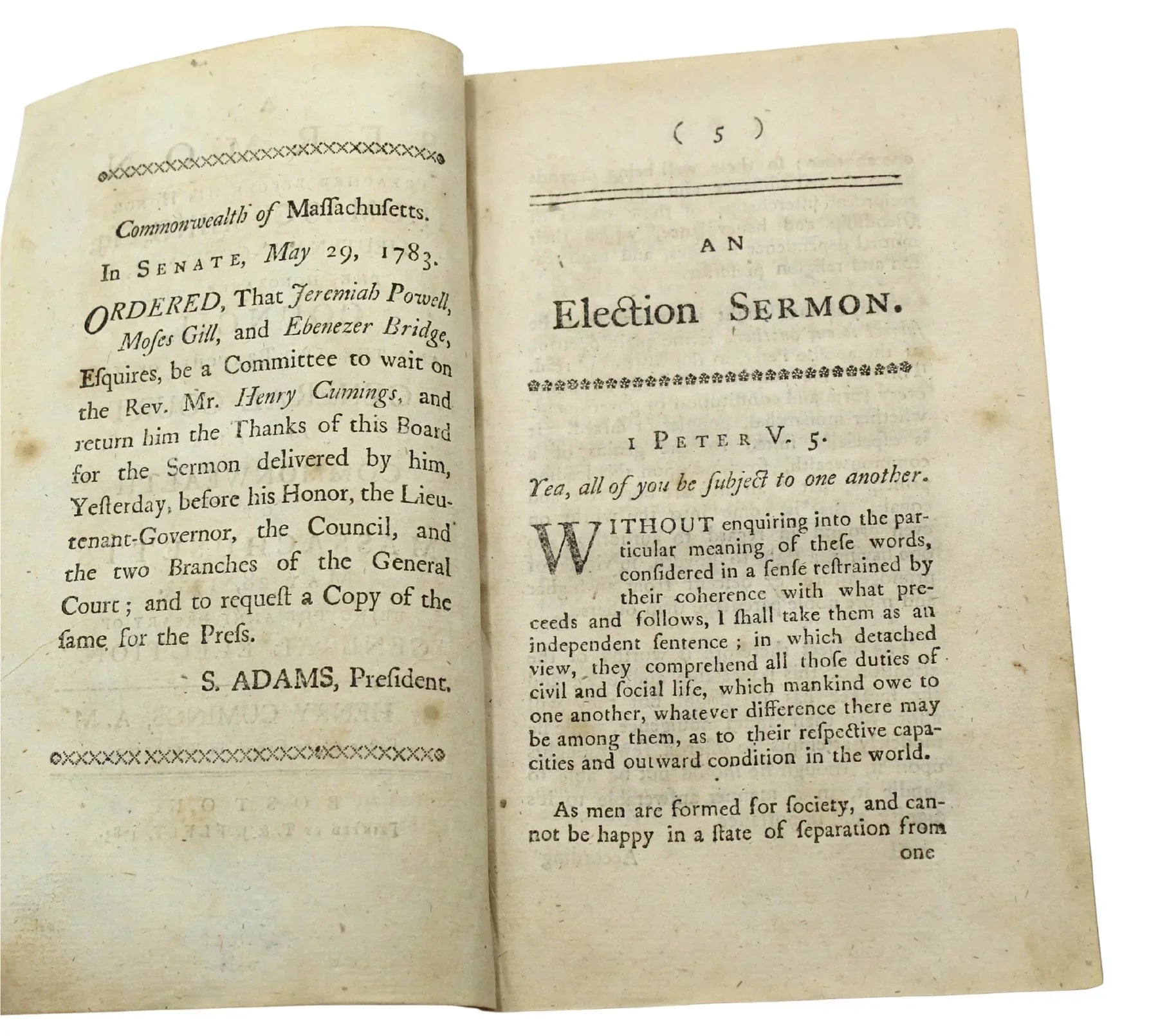 First Edition of Henry Cumings’ 1783 Election Sermon: A Post-Revolutionary Reflection on Governance - The Great Republic