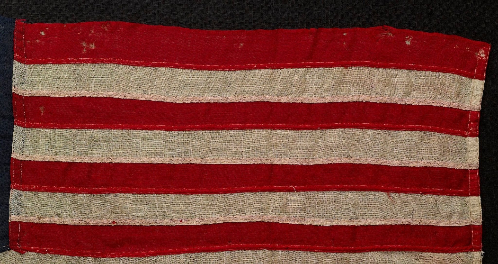 13 - Star Wool American Flag, with Hand - Sewn Stars, Circa 1900 - The Great Republic