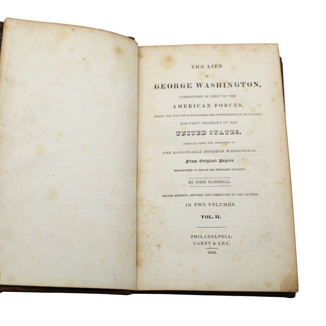 The Life of George Washington, Inscribed by John Marshall, Second Edition, in Two Volumes, 1832, with Accompanying Atlas to Marshall’s Life of Washington, 1832