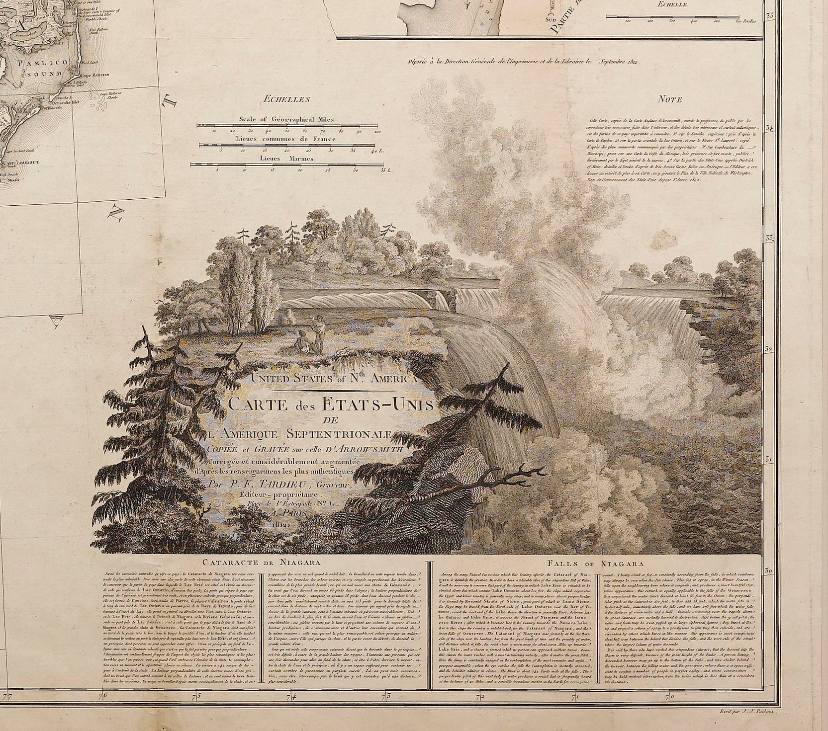 1812 "United States of Nth America - Carte des Etats - Unis De L'Amerique Septentrionale" by Tardieu- The Great Republic