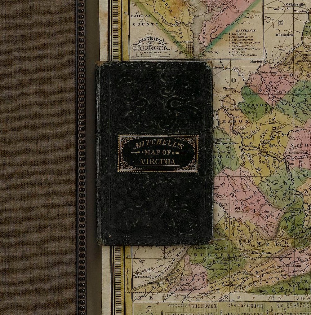 1837 Mitchell's "Tourist's Pocket Map of the State of Virginia" by J.H. Young - The Great Republic