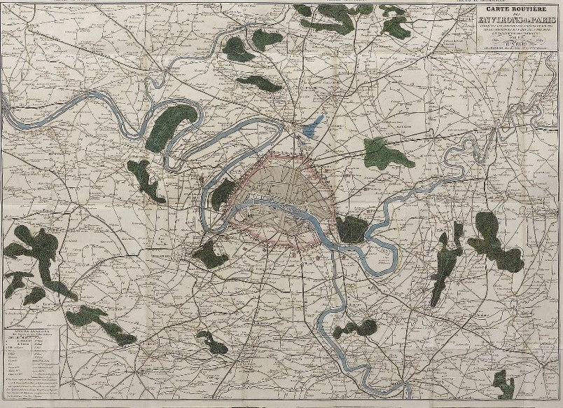 1841 Carte Routiere des Environs de Paris - The Great Republic