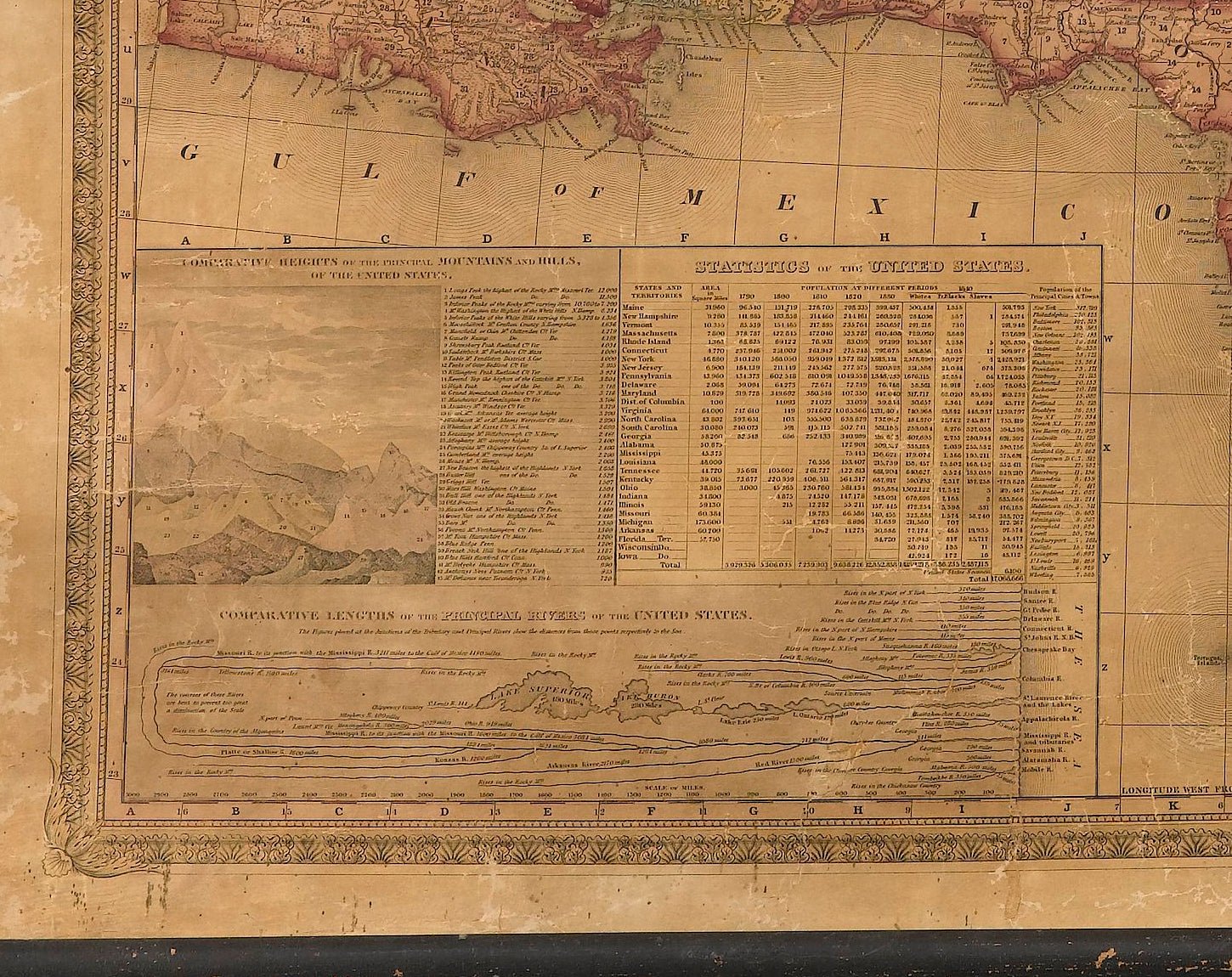 1842 Wall Map of United States, Engraved by J. H. Young, Published by S. A. Mitchell - The Great Republic