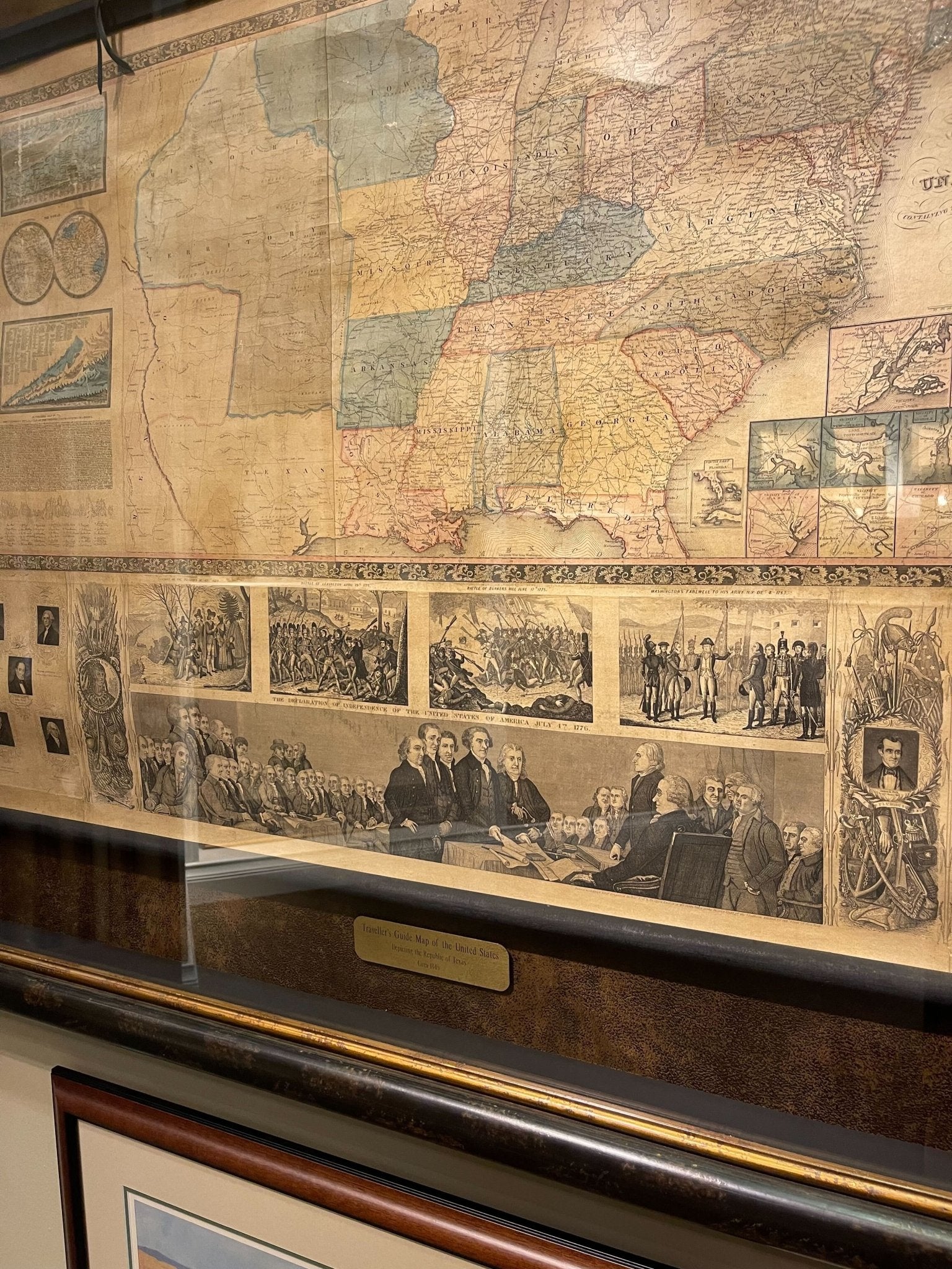 1845 "Ensign's Travellers' Guide and Map of the United States," Hand - Colored Wall Map - The Great Republic