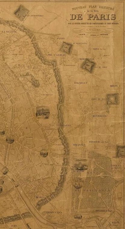 1845 Nouveau Plan Illustre de la Ville de Paris by A. Vuillemin - The Great Republic
