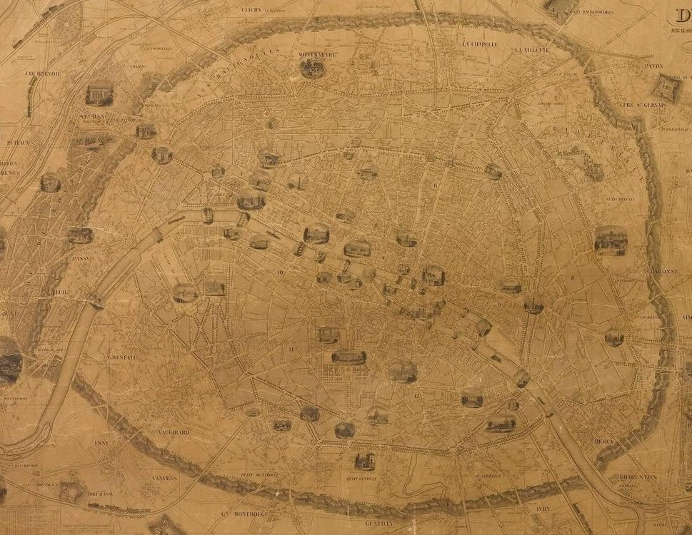 1845 Nouveau Plan Illustre de la Ville de Paris by A. Vuillemin - The Great Republic