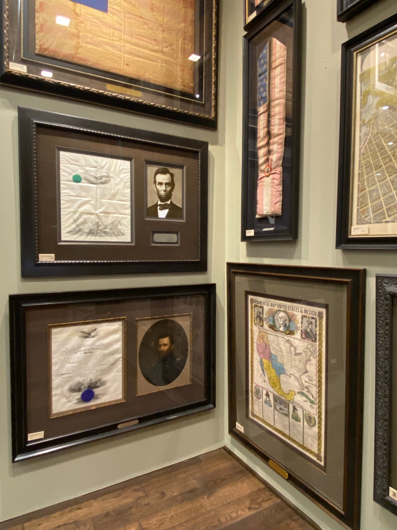 1847 "Ornamental Map of the United States & Mexico" by H. Phelps, Hand - Colored Broadside - The Great Republic