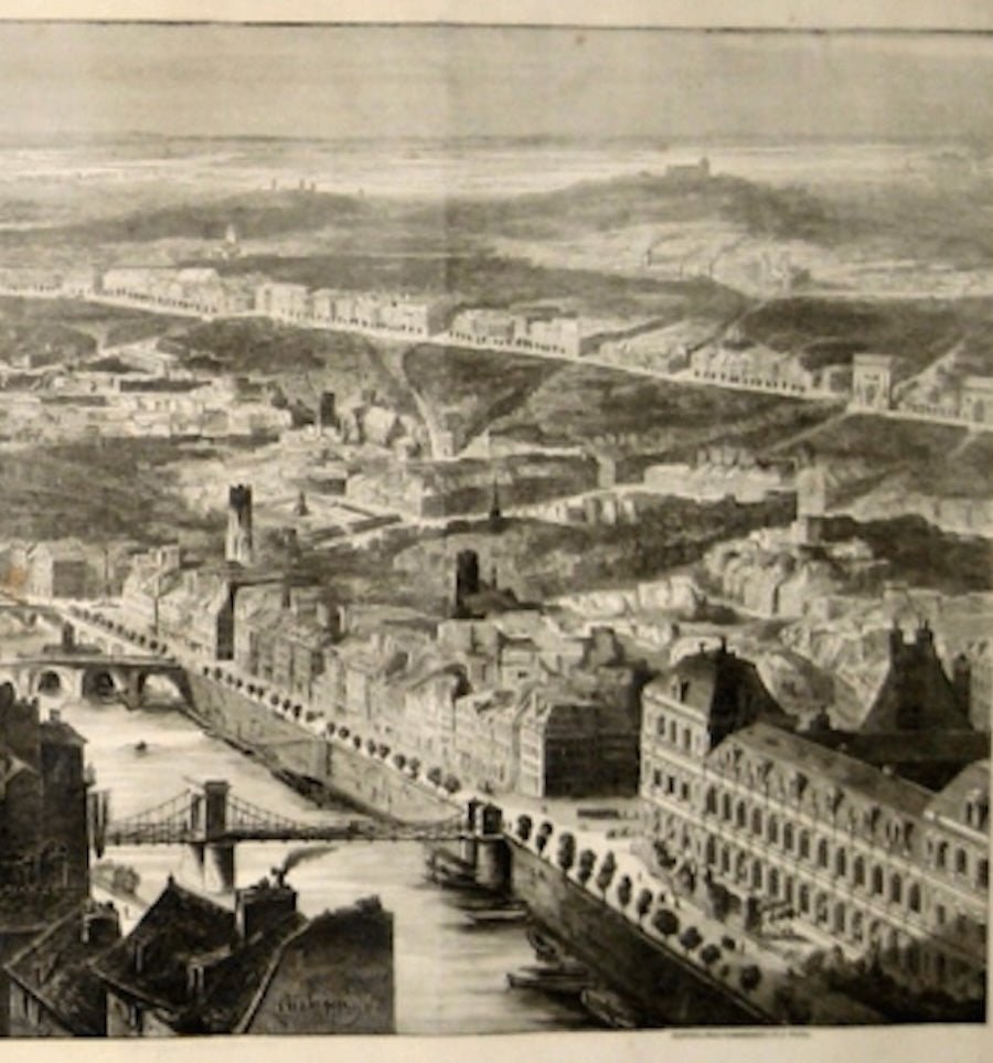 1848 "Paris" Bird's Eye View, Published by the Illustrated London News - The Great Republic
