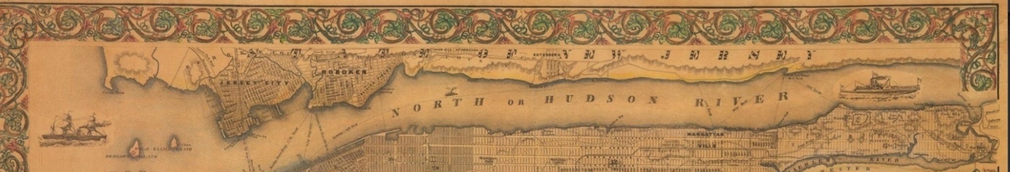 1855 New - York City & County Map with Vicinity entire Brooklyn Williamsburgh Jersey City & c. by Charles Magnus - The Great Republic
