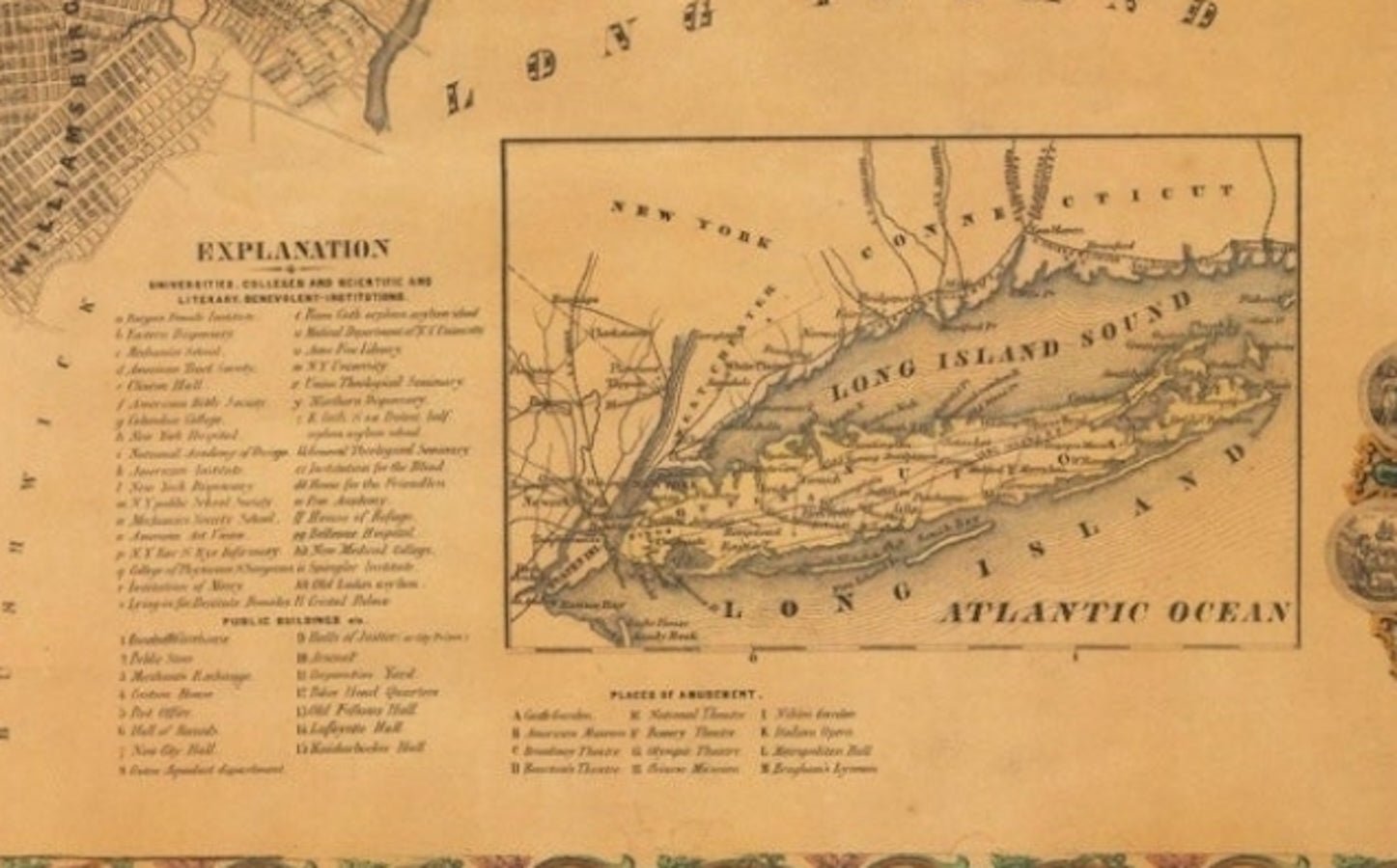 1855 New - York City & County Map with Vicinity entire Brooklyn Williamsburgh Jersey City & c. by Charles Magnus - The Great Republic