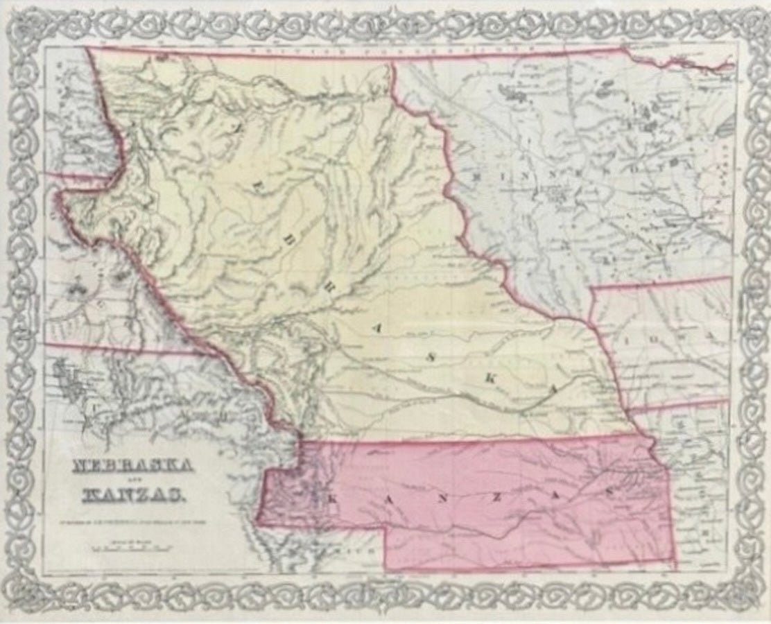 1857 "Nebraska and Kanzas" Map Published by J. H. Colton - The Great Republic