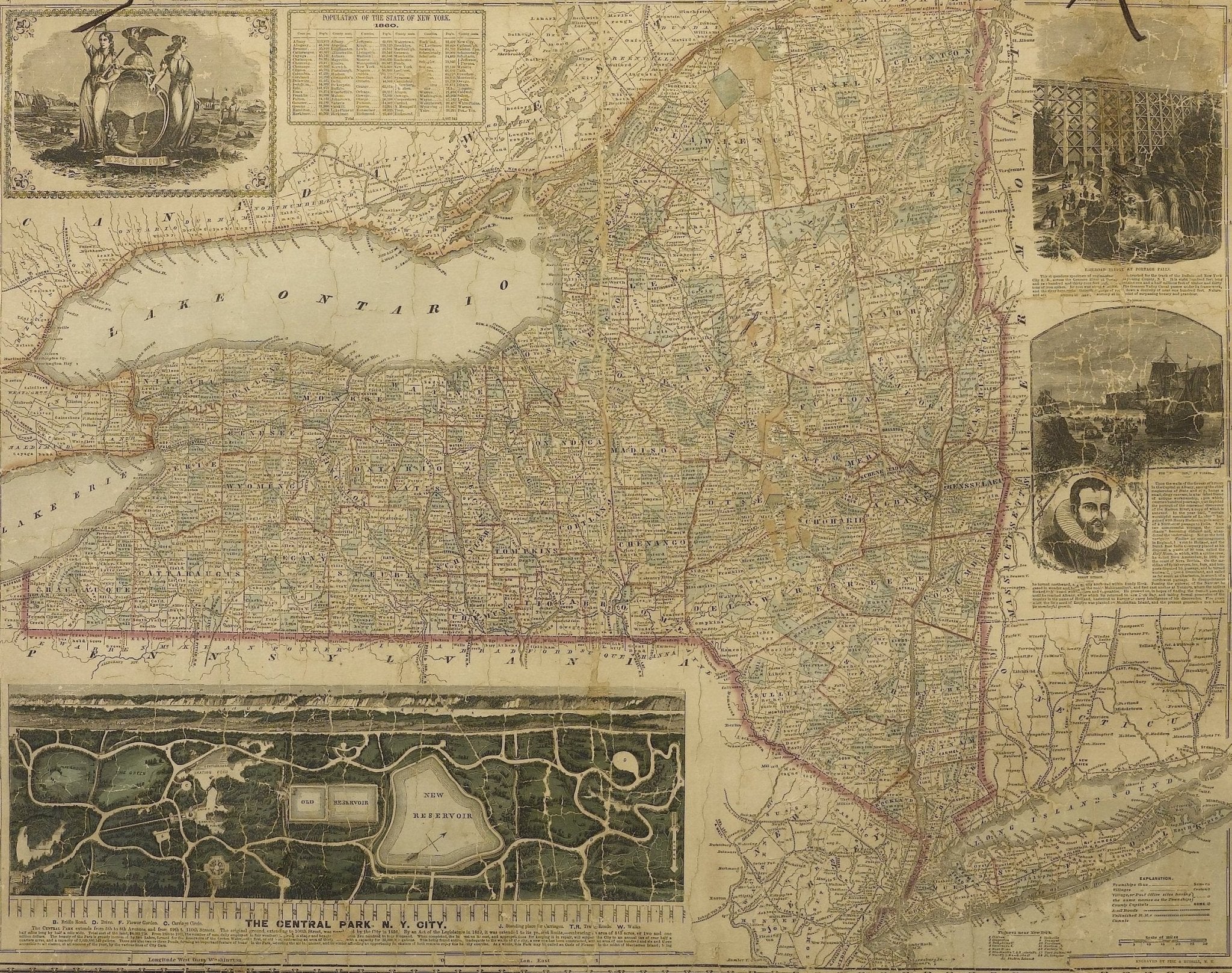 1861 "The Empire State" Wall Map by Ensign, Bridgman & Fanning - The Great Republic
