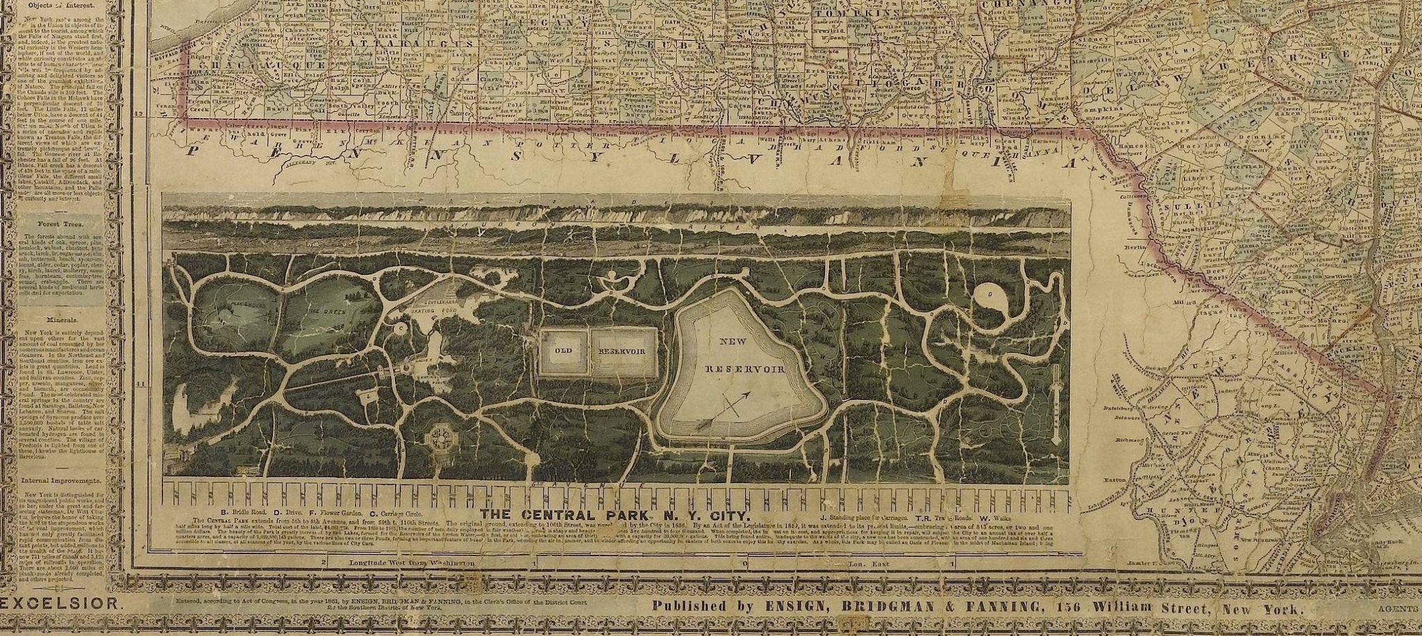 1861 "The Empire State" Wall Map by Ensign, Bridgman & Fanning - The Great Republic
