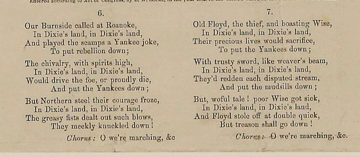 1862 "McClellan is Our Man" and "Song of the Volunteers" Civil War Song Sheet, by E. W. Locke - The Great Republic