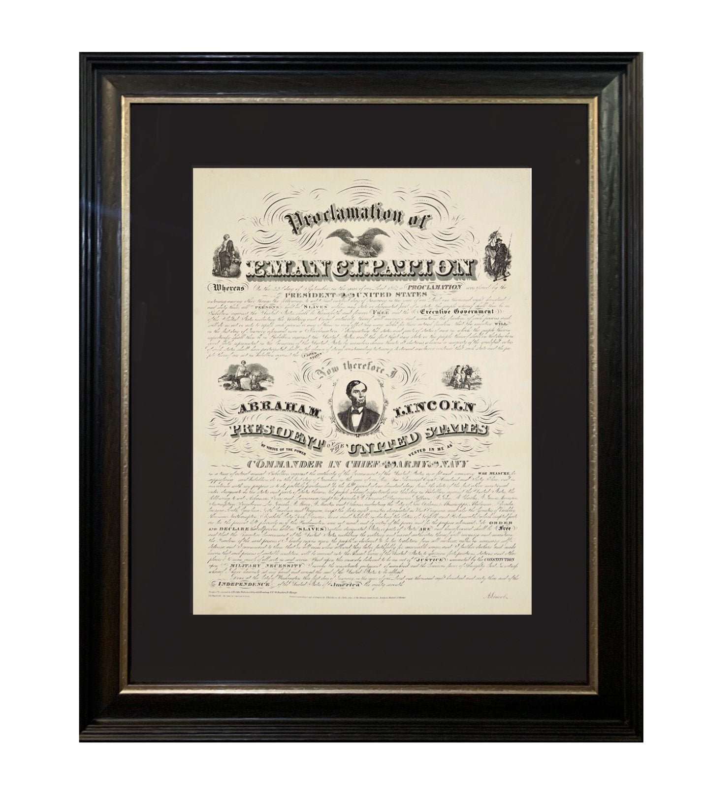 1864 Engraving of President Lincoln's "Proclamation of Emancipation" by Charles Shober, Second Issue - The Great Republic