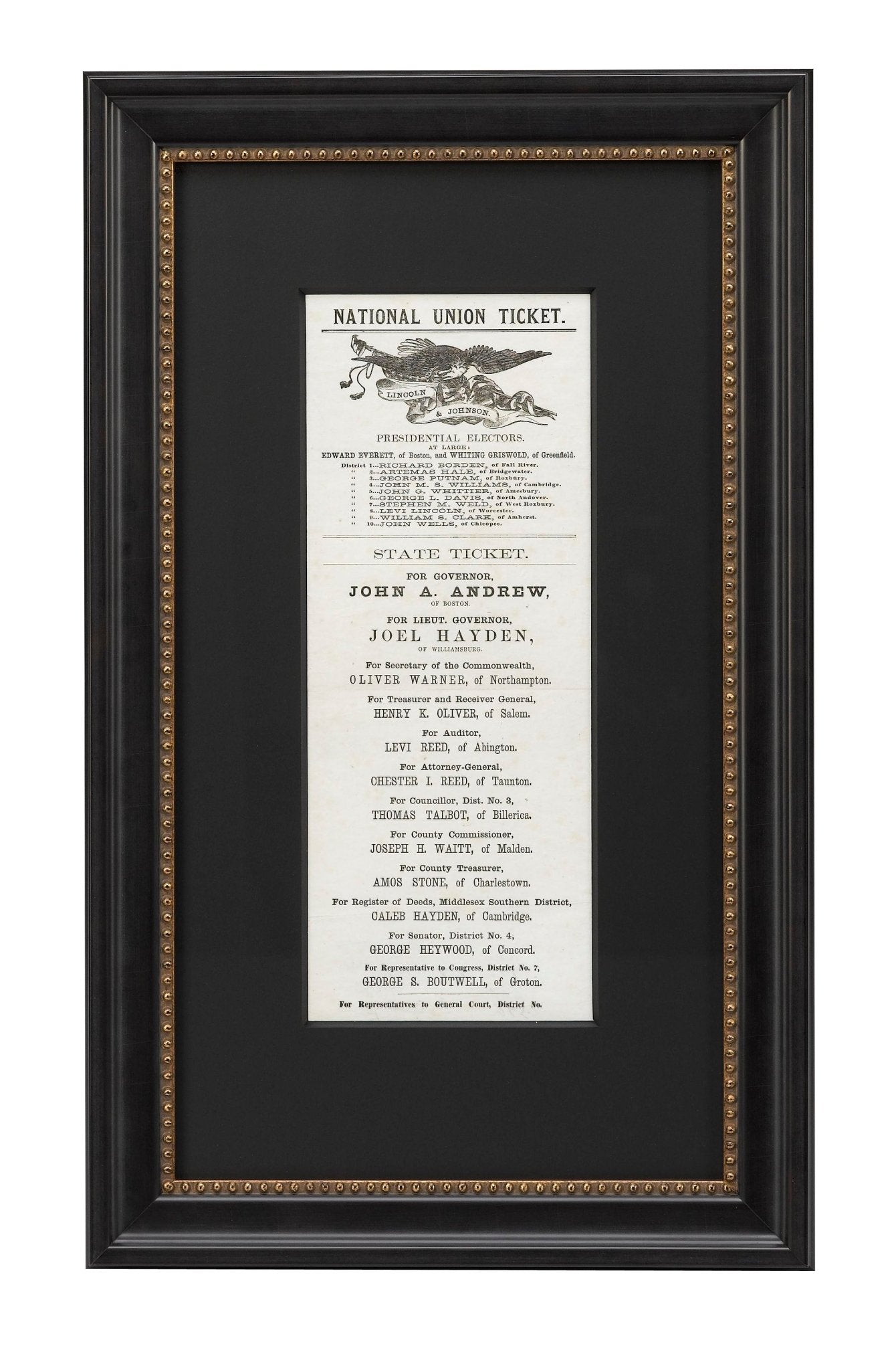 1864 Lincoln & Johnson Boston Union Presidential Ticket