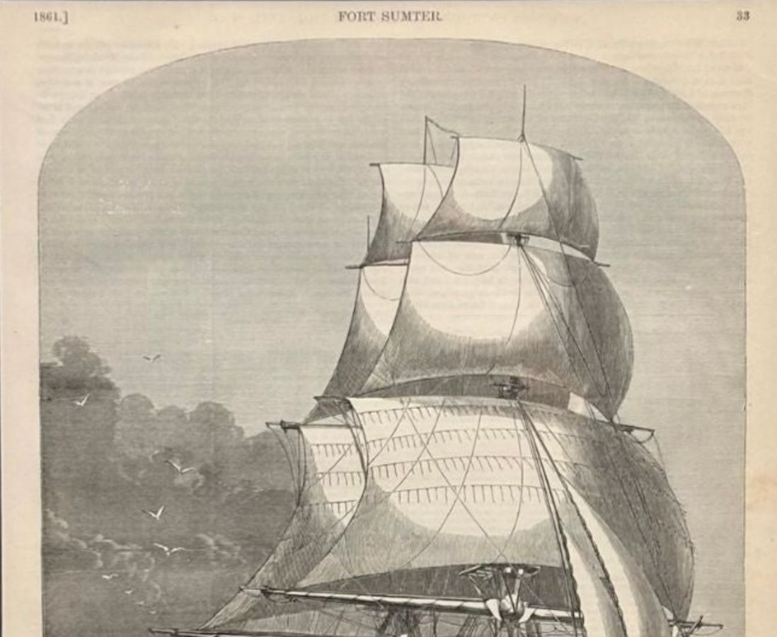 1866 "The United States Sloop of War 'Brooklyn.'" Wood Engraving, Published by McDonnell Bros. - The Great Republic