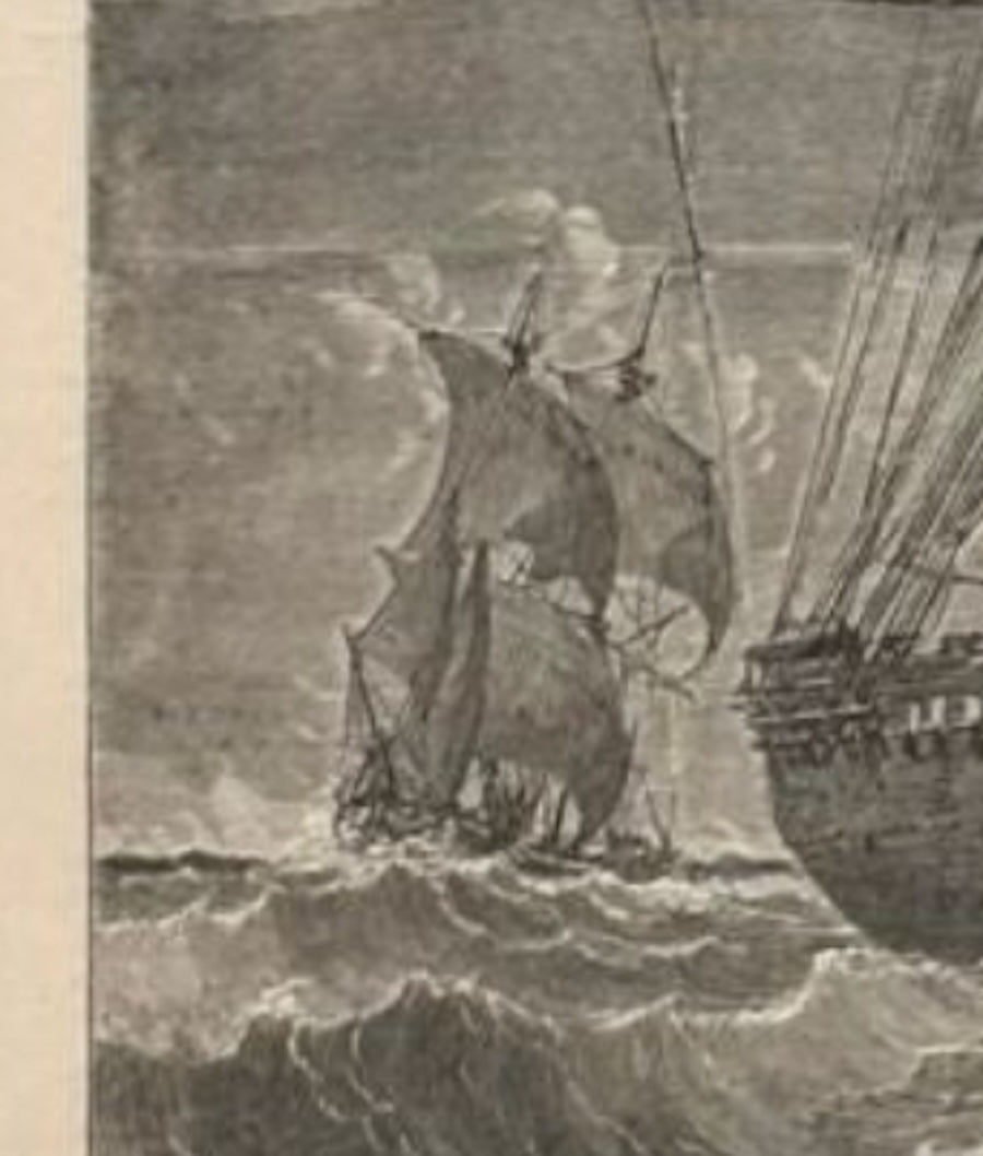 1866 "The United States Sloop of War 'Brooklyn.'" Wood Engraving, Published by McDonnell Bros. - The Great Republic