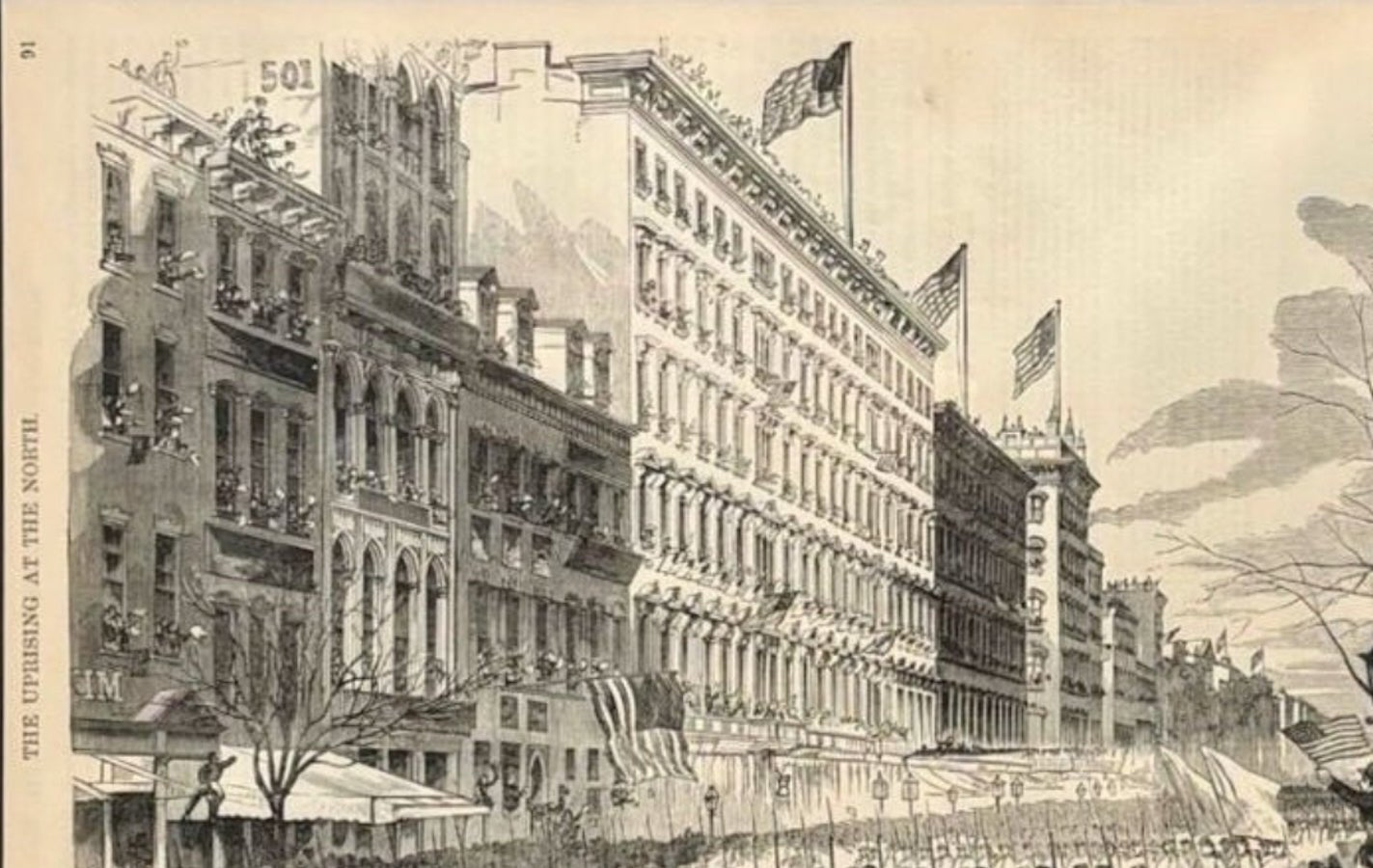 1868 "Grand Review at Washington. - Sherman's Veterans Marching Through Pennsylvania Avenue." Wood Engraving, Published by McDonnell Bros. - The Great Republic