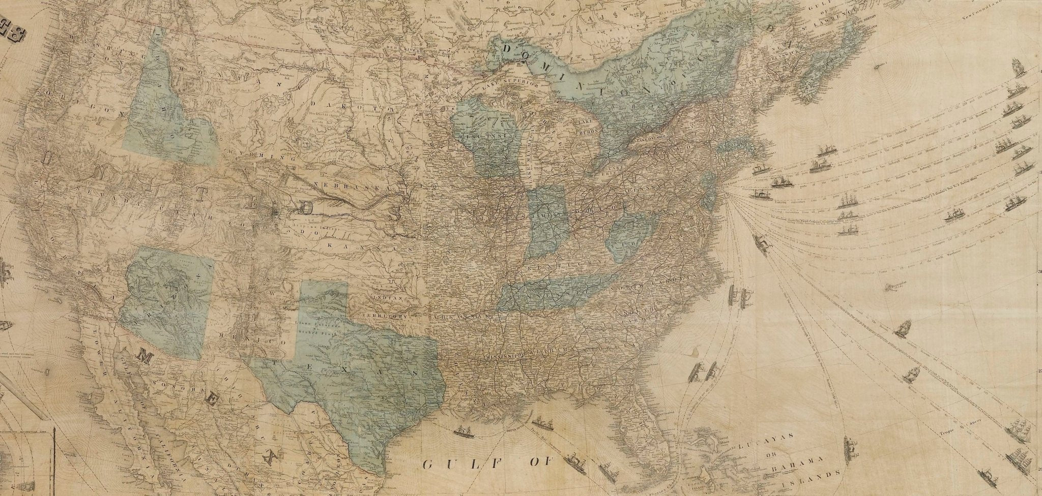 1868 "Lloyd's Topographical Railway Map of North America, or The United States Continent in 1900" Hanging Wall Map - The Great Republic