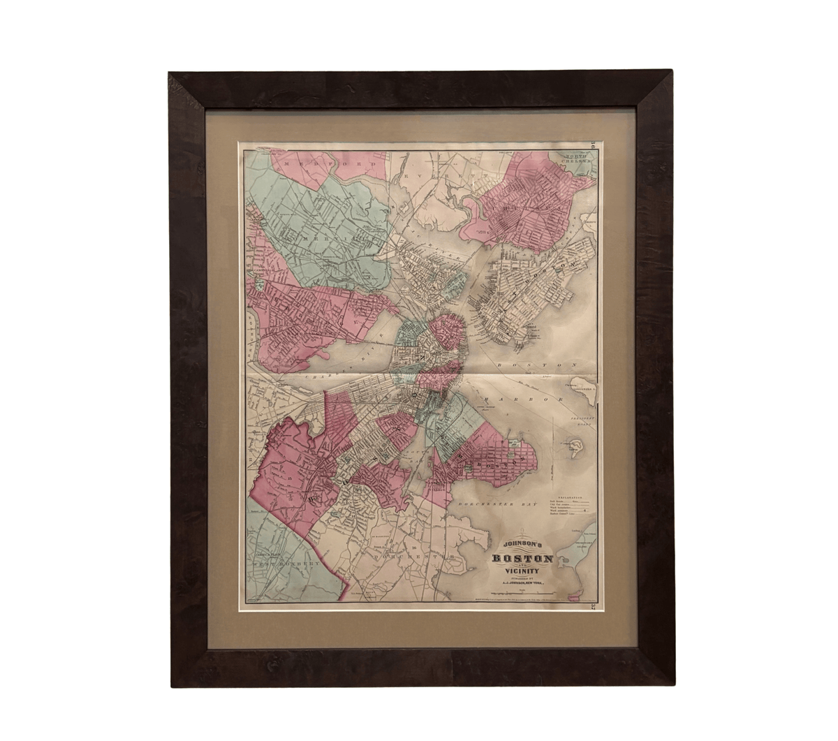 1870 "Johnson's Boston and Vicinity" Map, Published by A. J. Johnson - The Great Republic