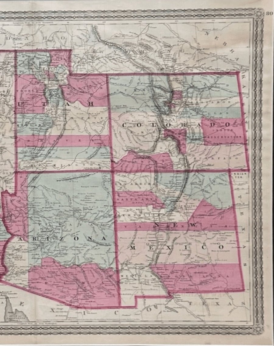 1870 "Johnson's California, also Utah, Nevada, Colorado, New Mexico, and Arizona" Published by A. J. Johnson - The Great Republic