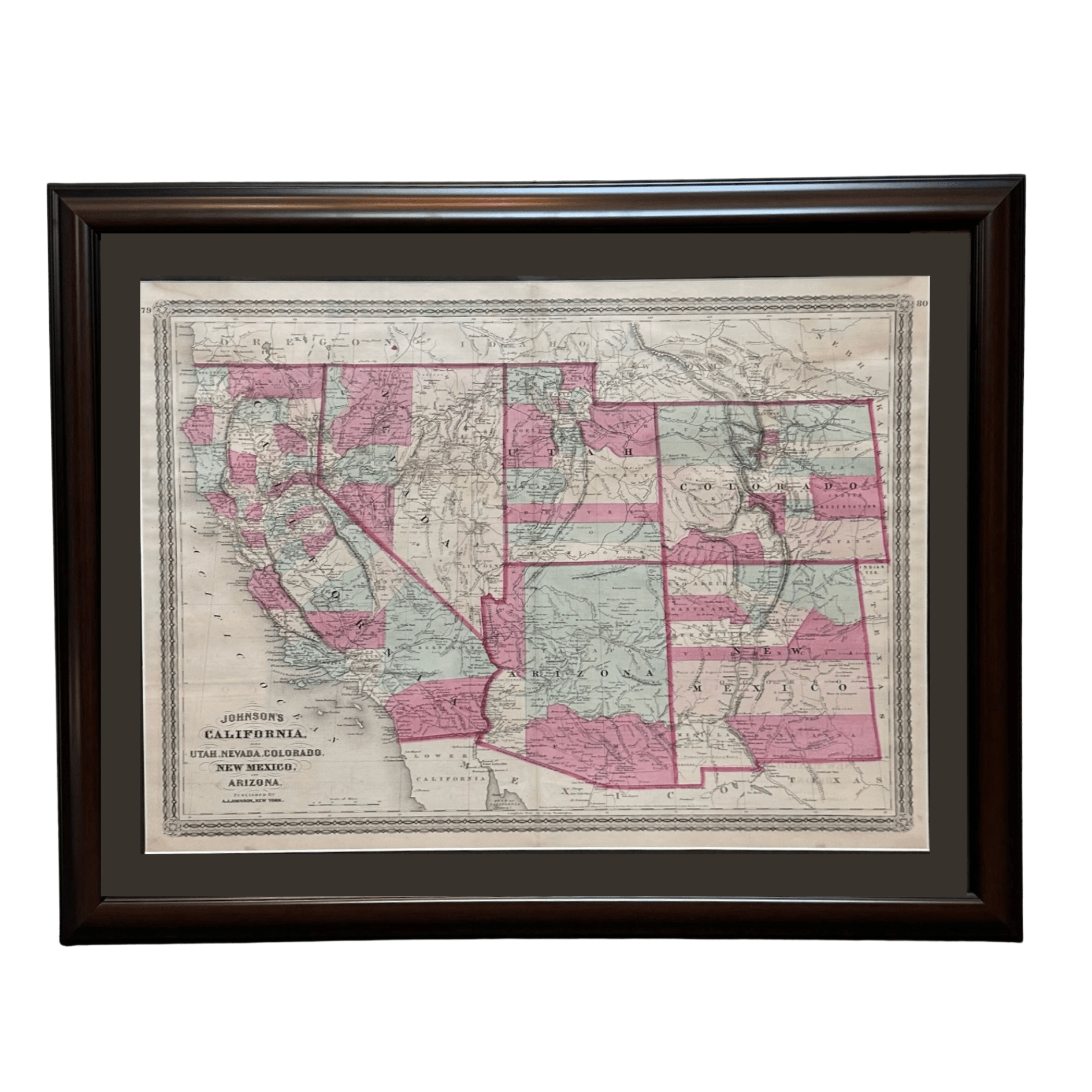 1870 "Johnson's California, also Utah, Nevada, Colorado, New Mexico, and Arizona" Published by A. J. Johnson - The Great Republic