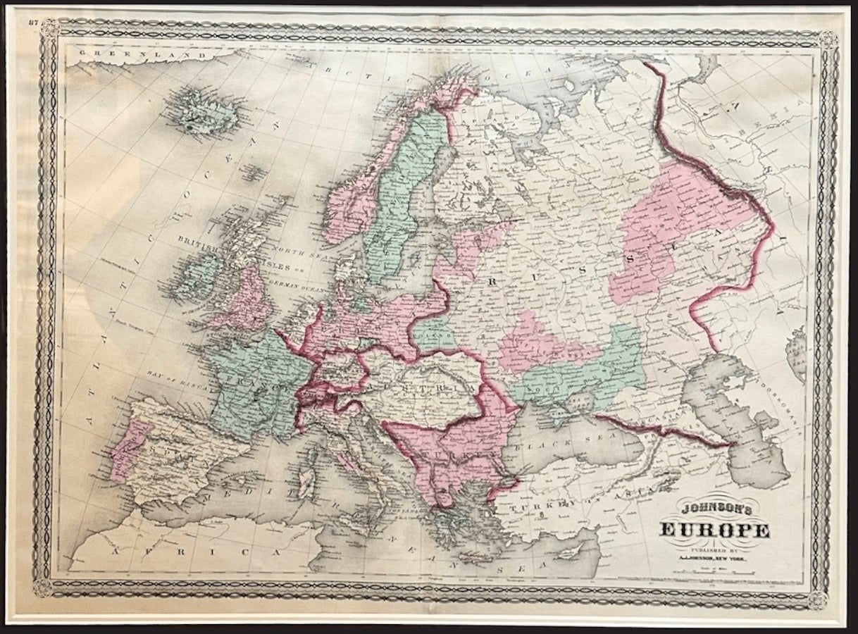1870 "Johnson's Europe" Map Published by A. J. Johnson - The Great Republic