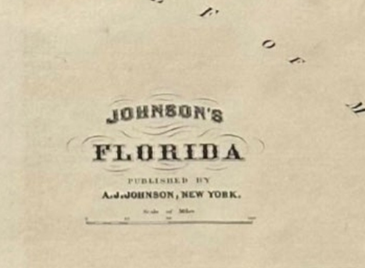 1870 "Johnson's Florida" Map Published by A. J. Johnson - The Great Republic