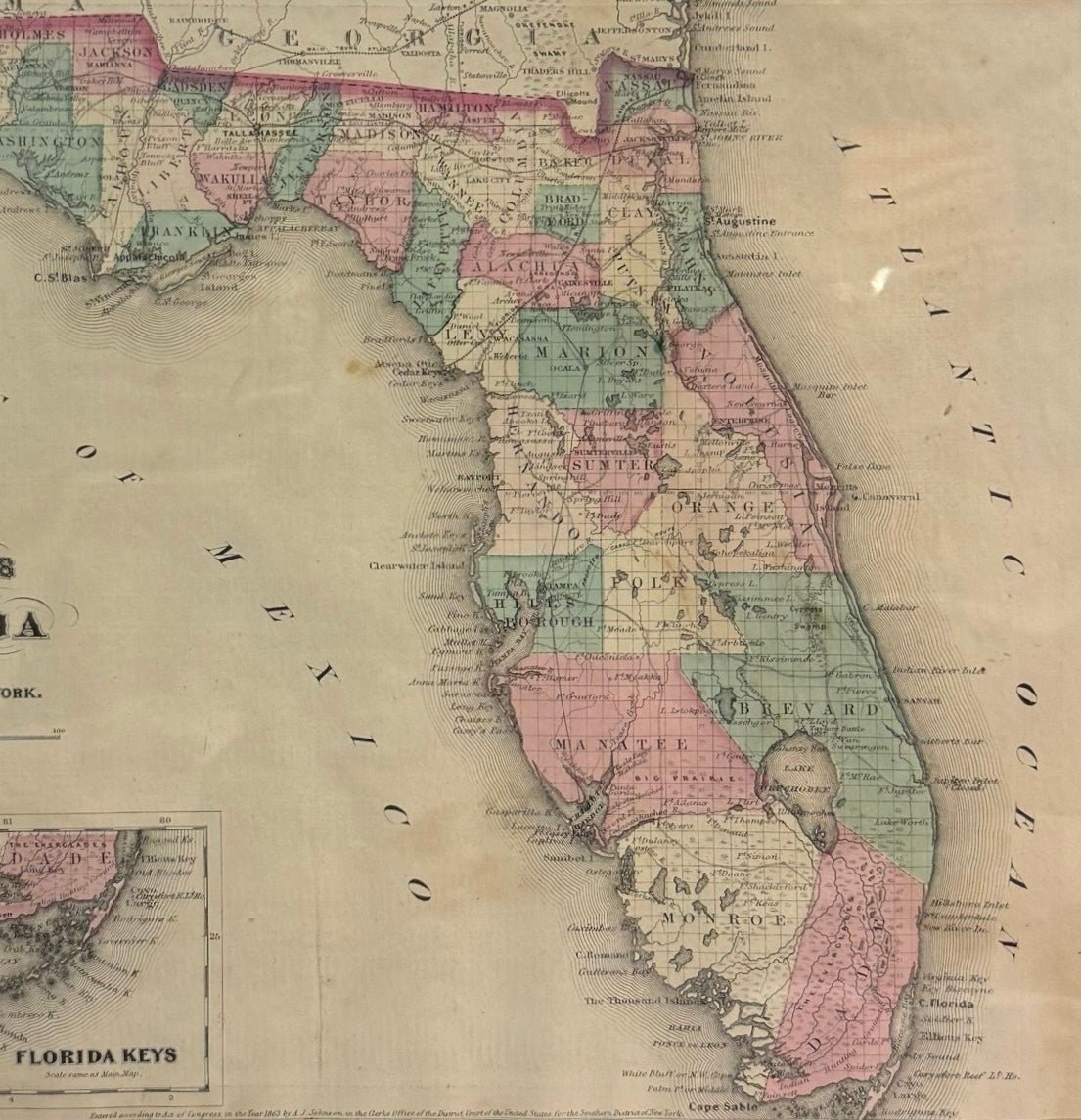 1870 "Johnson's Florida" Published by A. J. Johnson - The Great Republic