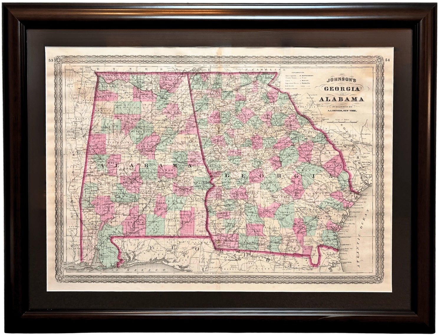 1870 "Johnson's Georgia and Alabama" Published by A. J. Johnson - The Great Republic