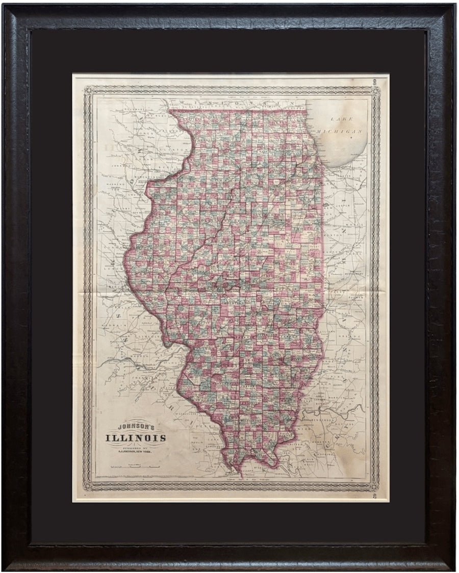 1870 "Johnson's Illinois" Map Published by A. J. Johnson - The Great Republic