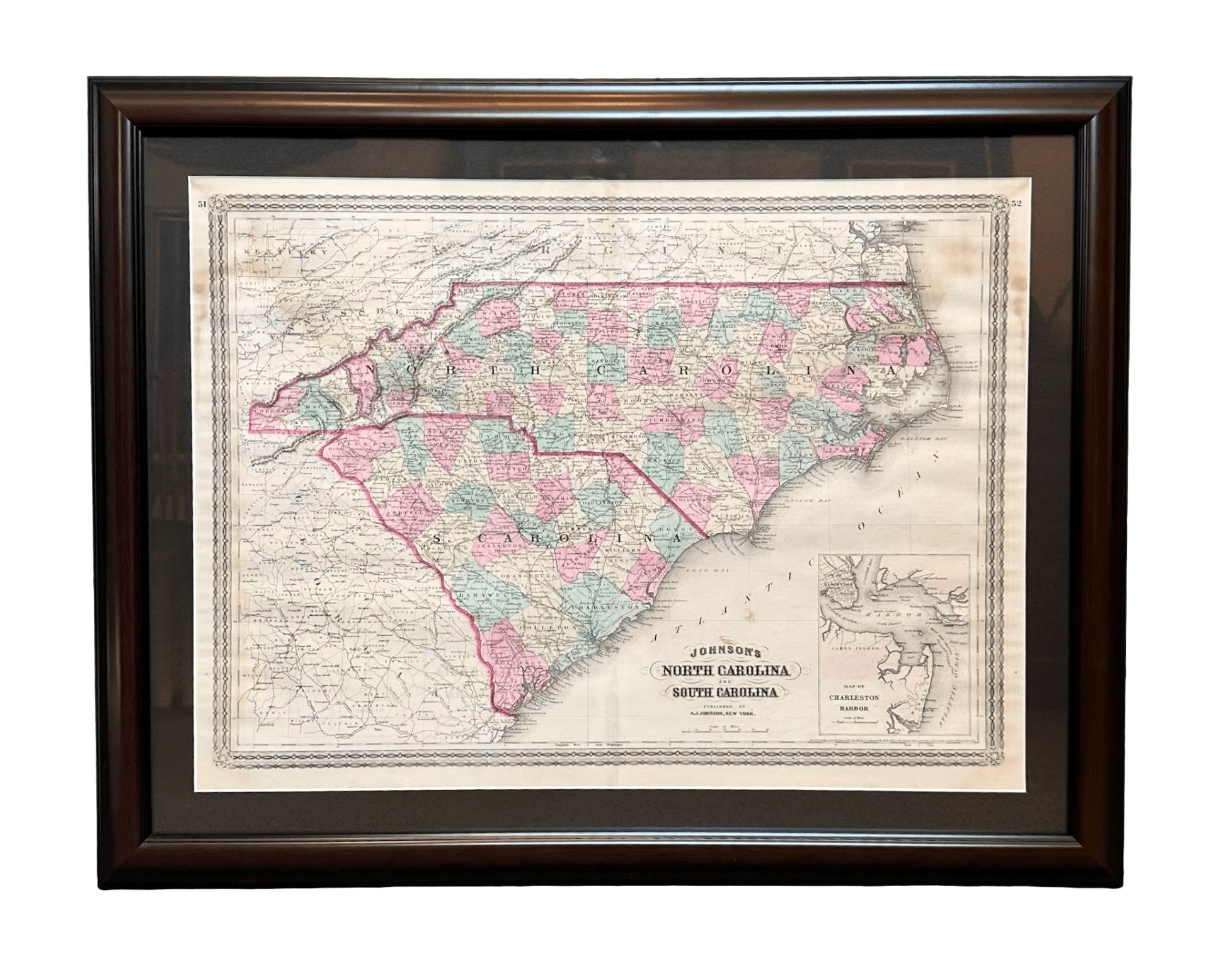 1870 "Johnson's North Carolina and South Carolina" Published by A. J. Johnson - The Great Republic