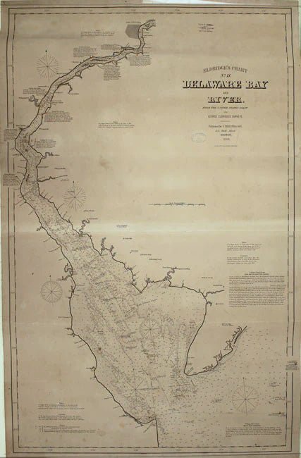 1889 Sea Chart Map of Delaware Bay by George Eldridge, Chart No. 11 - The Great Republic