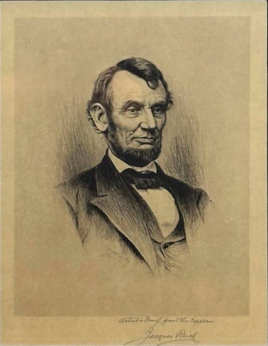 1901 Portrait of Abraham Lincoln by Jacques Reich, Signed Artists Proof - The Great Republic