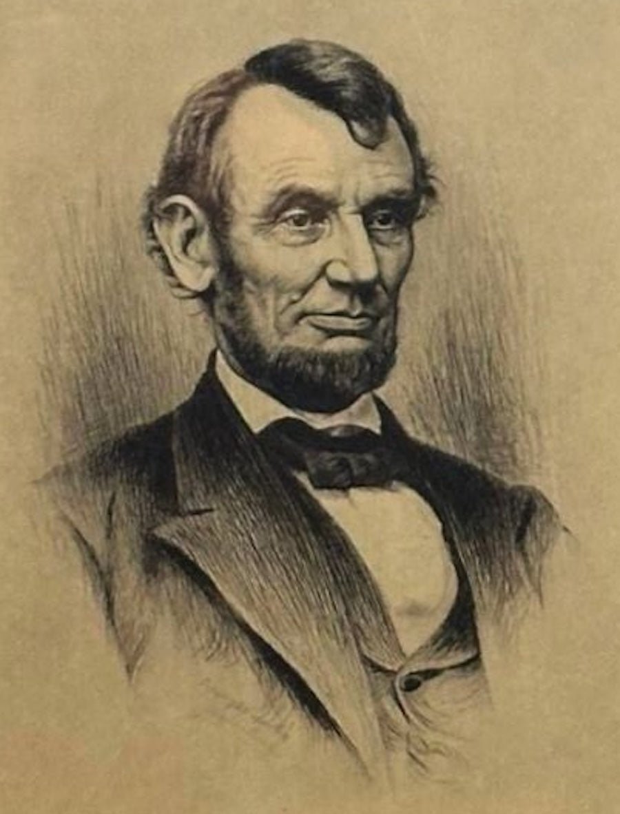 1901 Portrait of Abraham Lincoln by Jacques Reich, Signed Artists Proof - The Great Republic