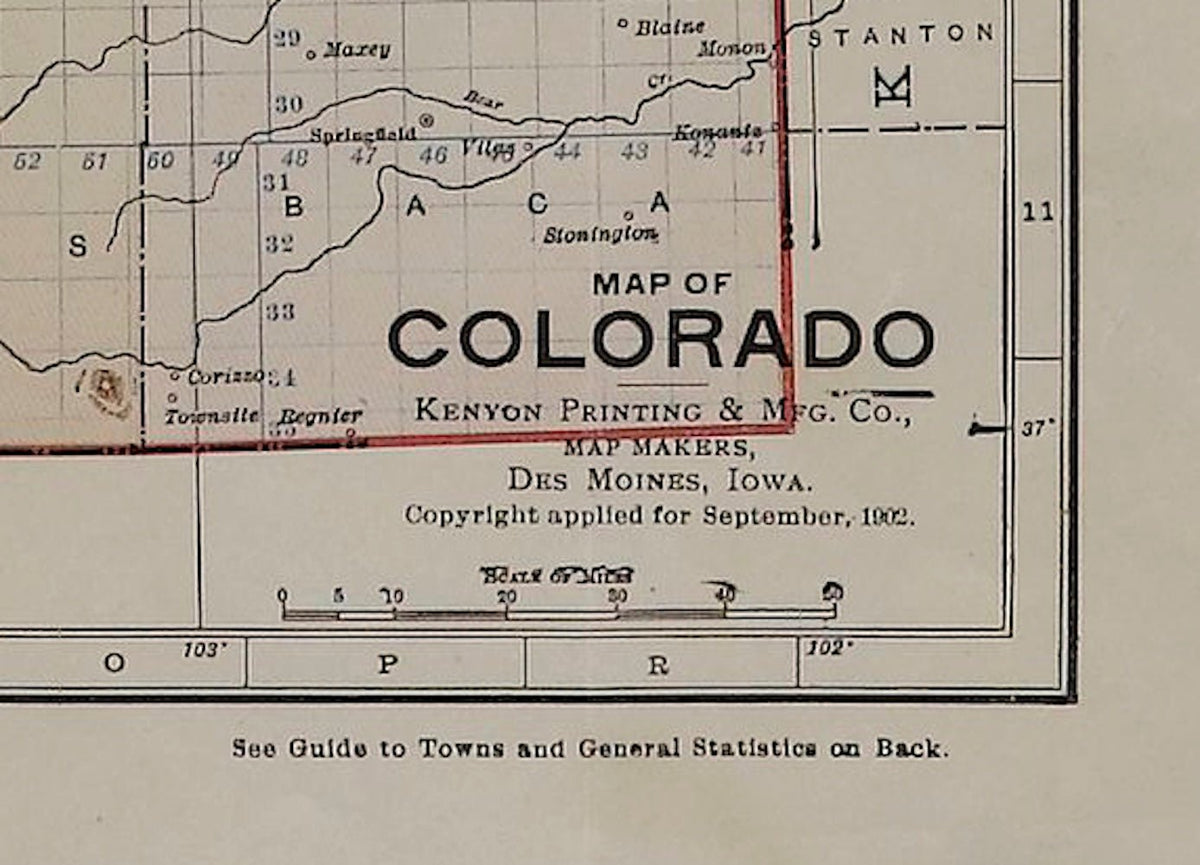 1902 "Map of Colorado" by The Kenyon Company - The Great Republic