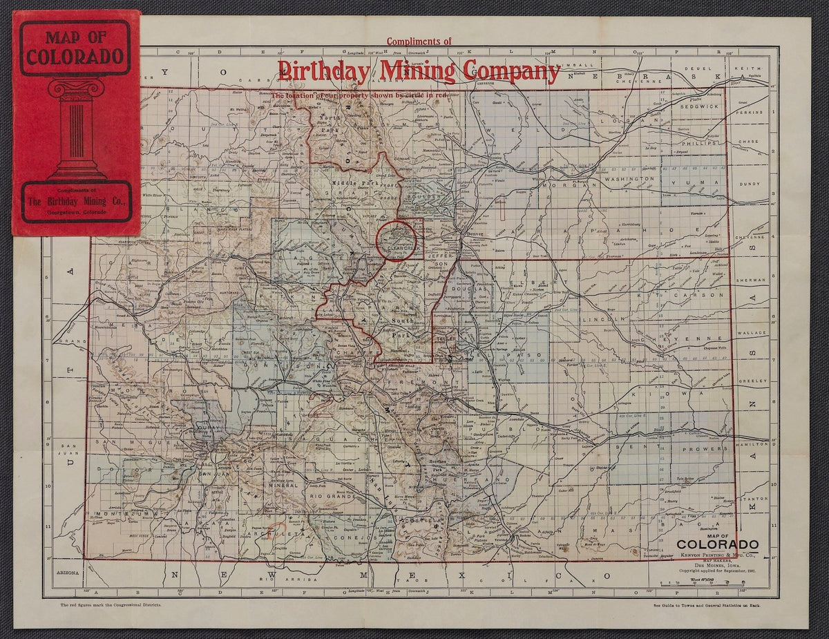 1902 "Map of Colorado" by The Kenyon Company - The Great Republic