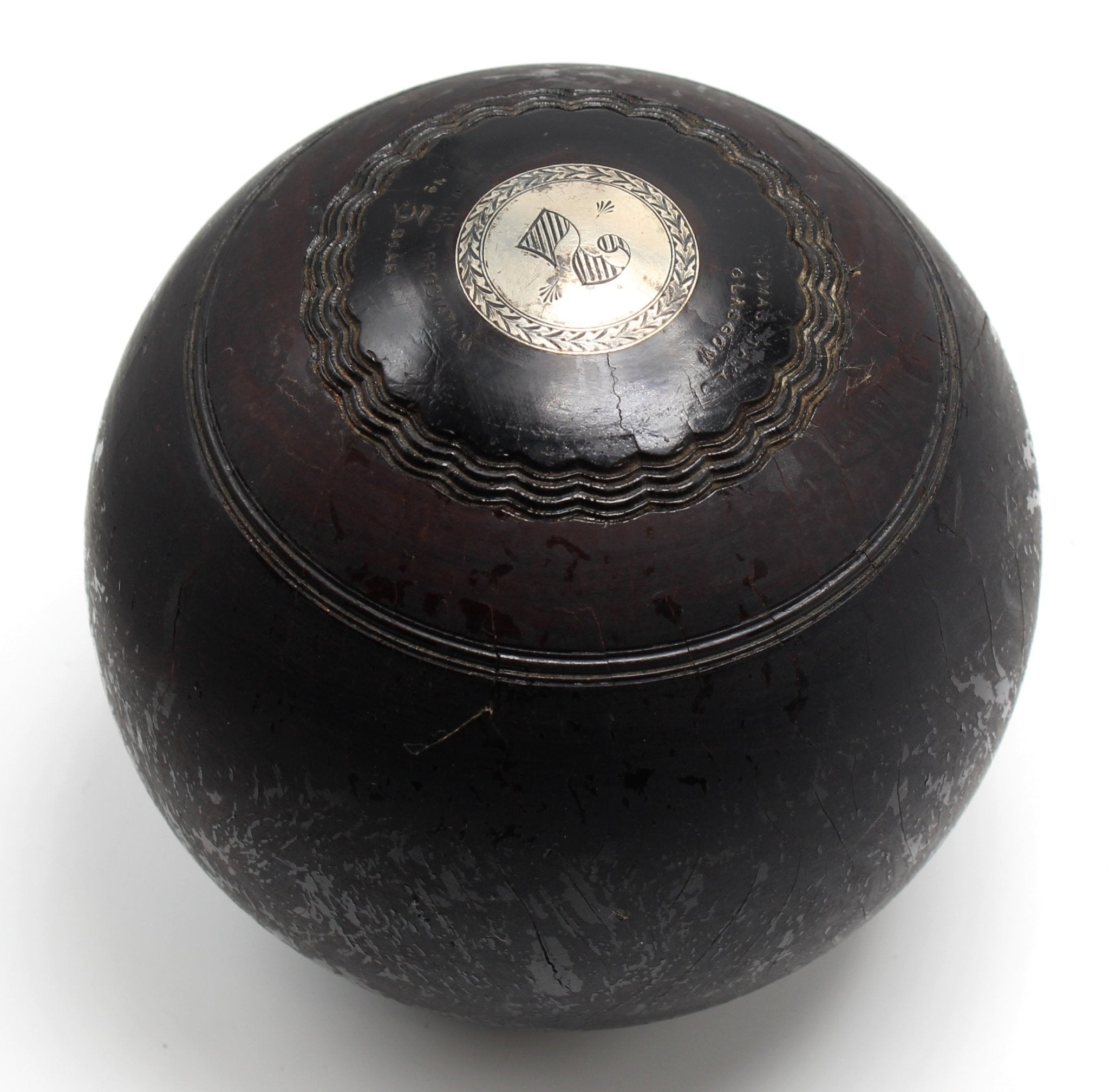 1902 Pair of Presentation Lawn Bowls with Sterling Silver Plaques and Original Bases - The Great Republic