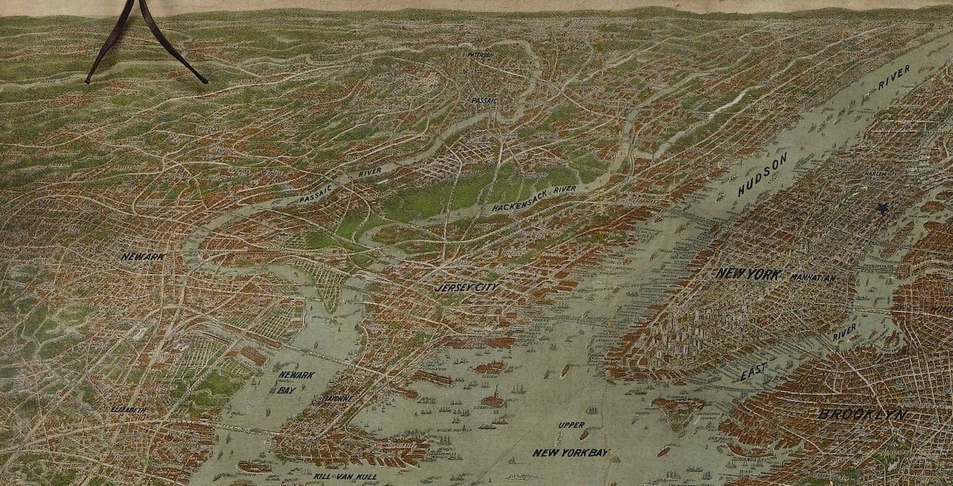 1912 "Panoramic View of New York City and Vicinity" Map by Jacob Ruppert - The Great Republic