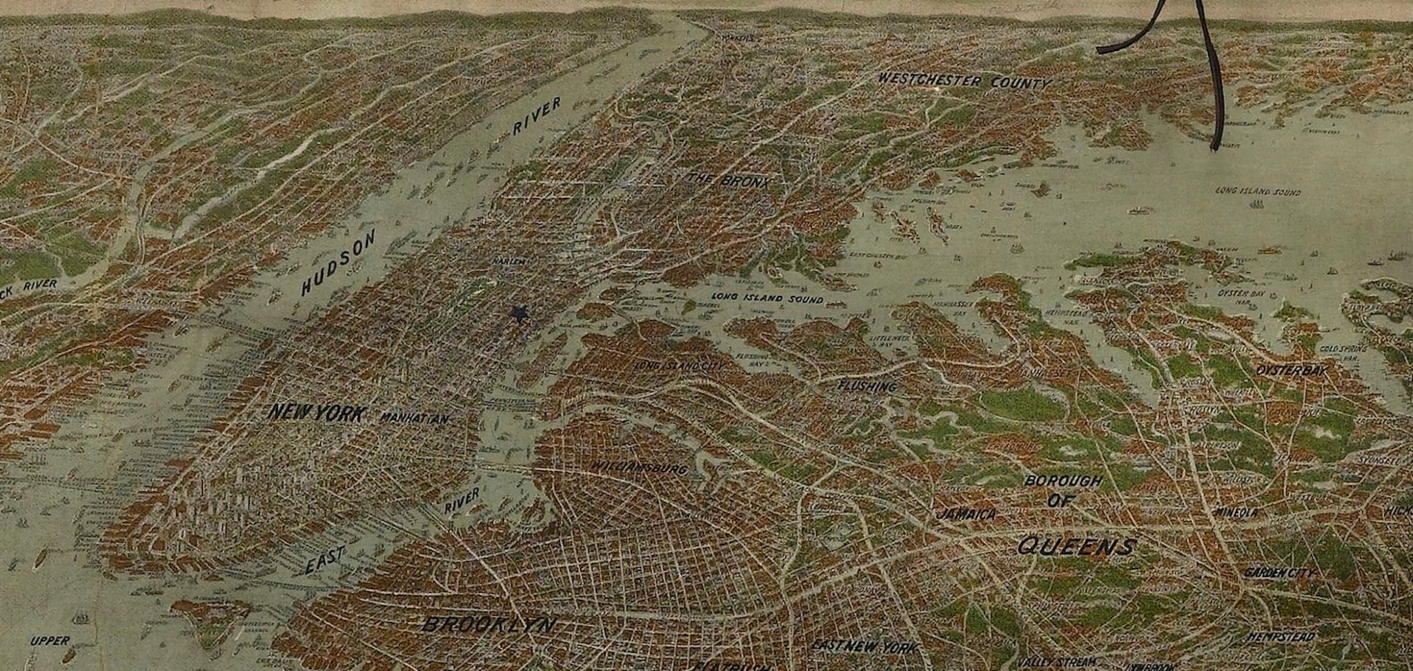 1912 "Panoramic View of New York City and Vicinity" Map by Jacob Ruppert - The Great Republic