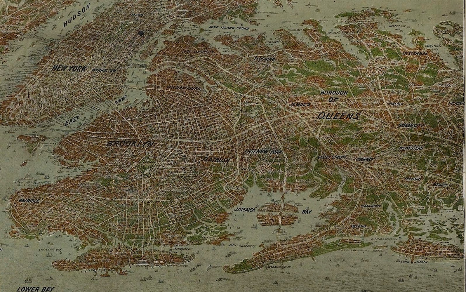 1912 "Panoramic View of New York City and Vicinity" Map by Jacob Ruppert - The Great Republic