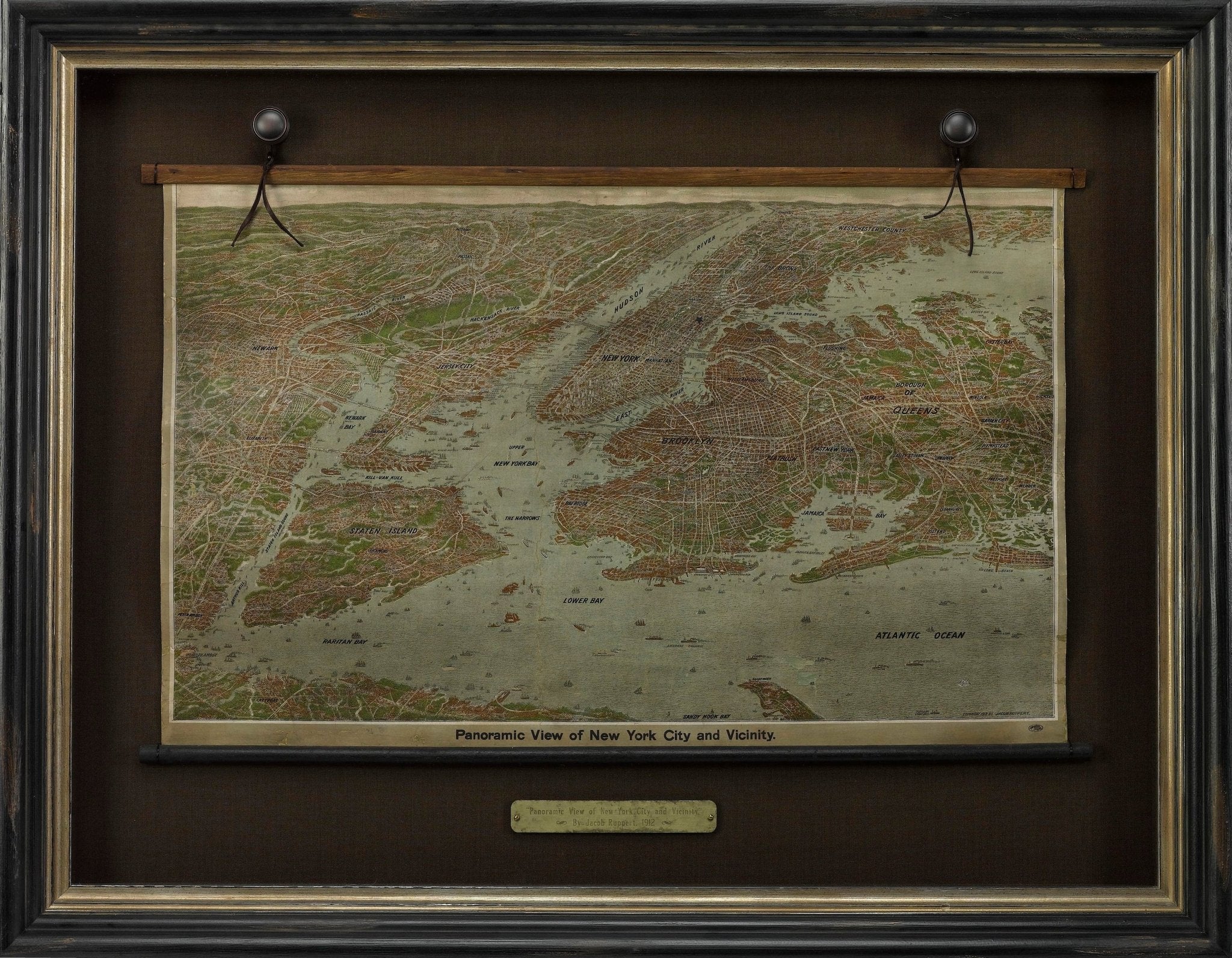 1912 "Panoramic View of New York City and Vicinity" Map by Jacob Ruppert - The Great Republic