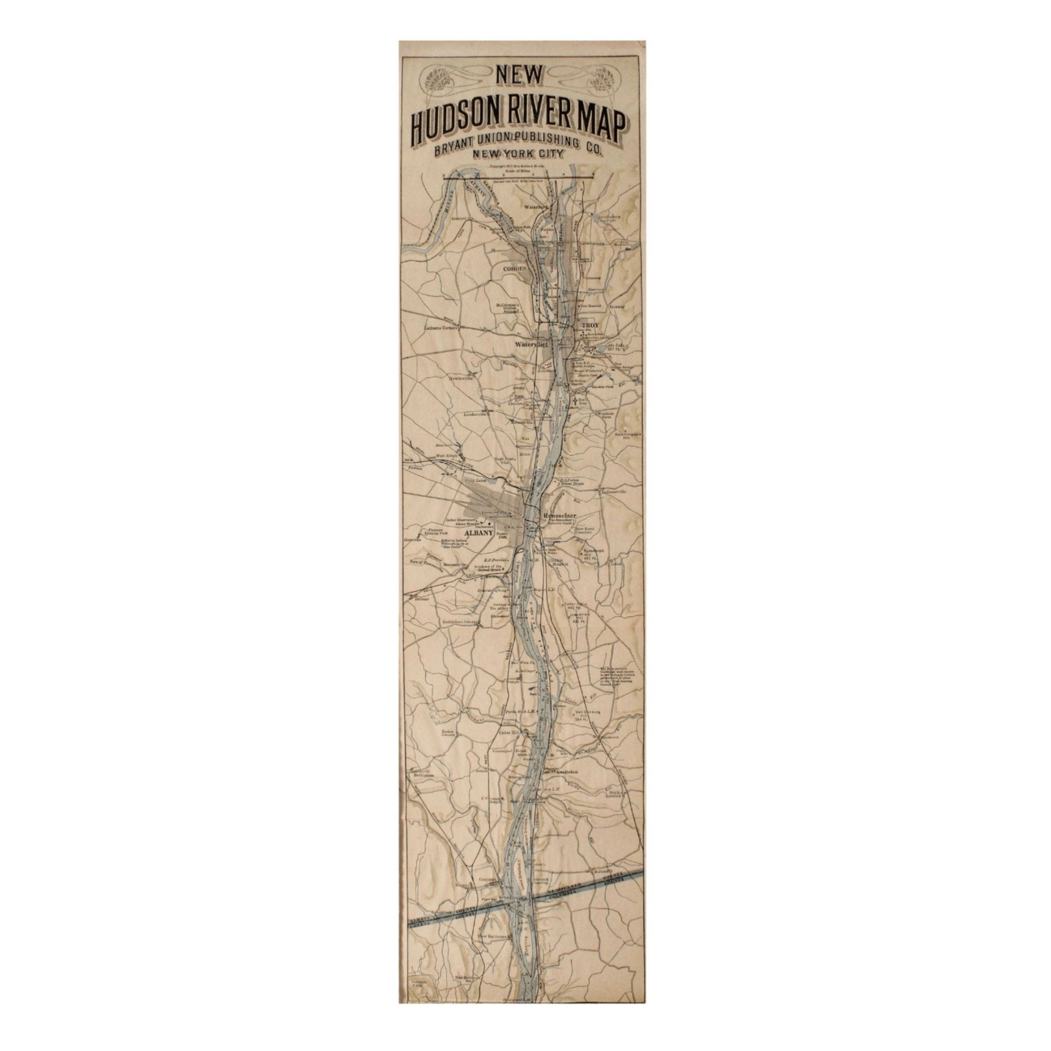 1917 "New Hudson River Map" by Wallace Bruce, Later Edition - The Great Republic
