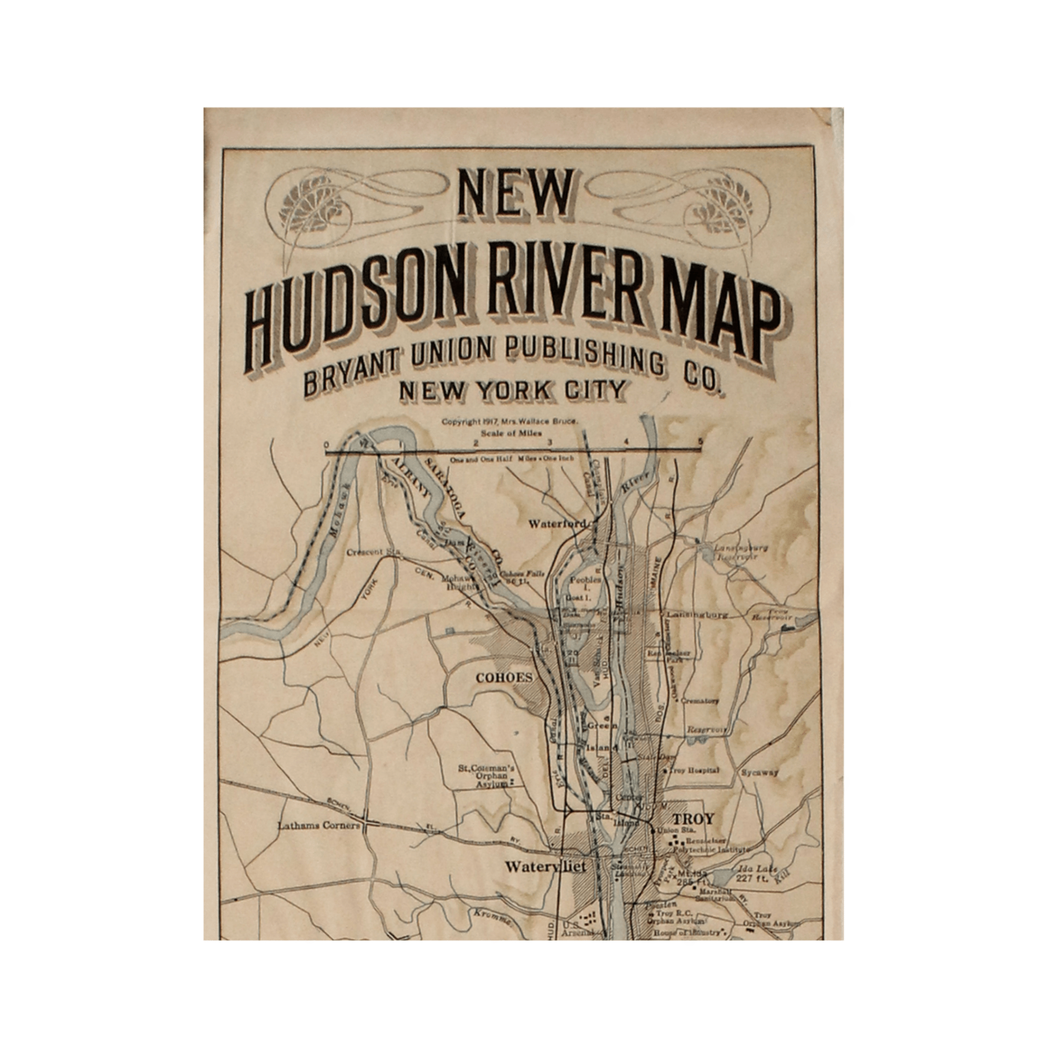 1917 "New Hudson River Map" by Wallace Bruce, Later Edition - The Great Republic