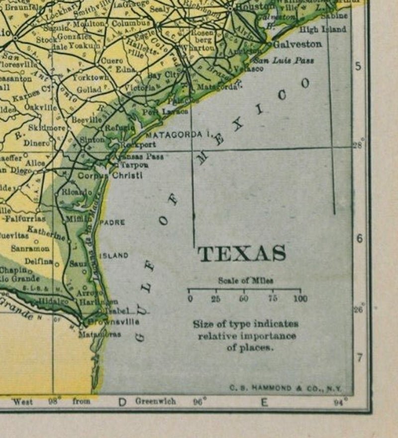 1927 "Texas" Map by C.S. Hammond - The Great Republic