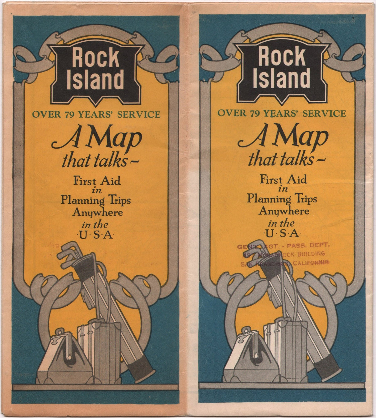 1928 "Map of Rock Island Lines and Connections" United States Railroad Map by The Poole Brothers - The Great Republic