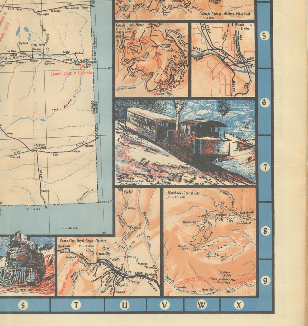 1943 "Colorado Railroads" Map by Linn Westcott - The Great Republic