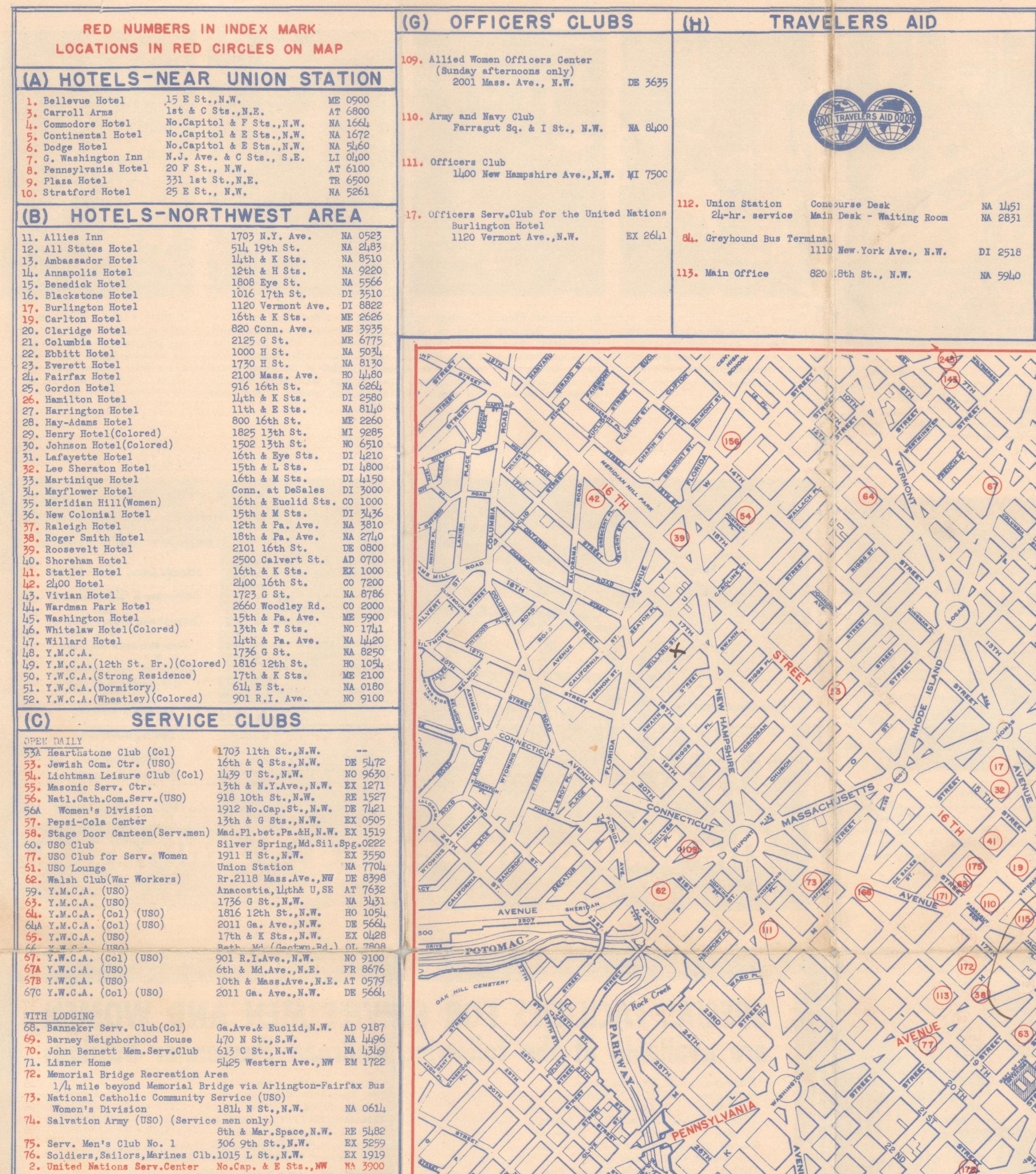 1943 "USO Map Guide to Washington" - The Great Republic