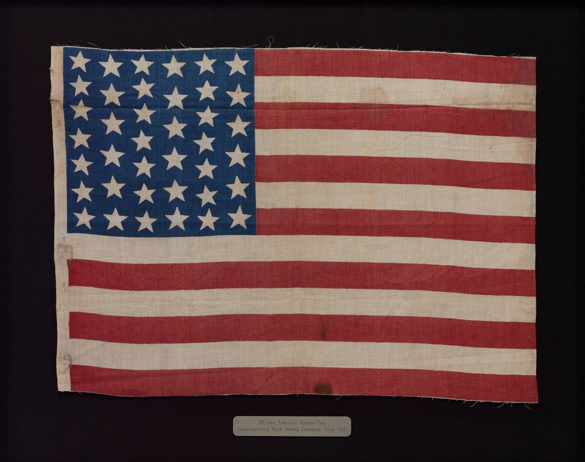 39-Star American Parade Flag, Commemorating North Dakota Statehood, Circa 1889 - The Great Republic